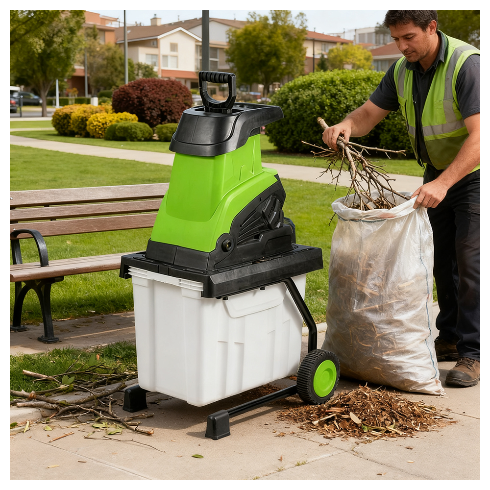 Vertak 2500W Electric Garden Shredder Silent 45mm Branch Cutter with 60L Bin Grade Mulcher for Home Gardens