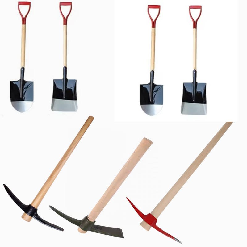 Specializing in African Market Railway Steel Pickaxe with Handle and Manganese Steel Garden Spade and Farming Shovel