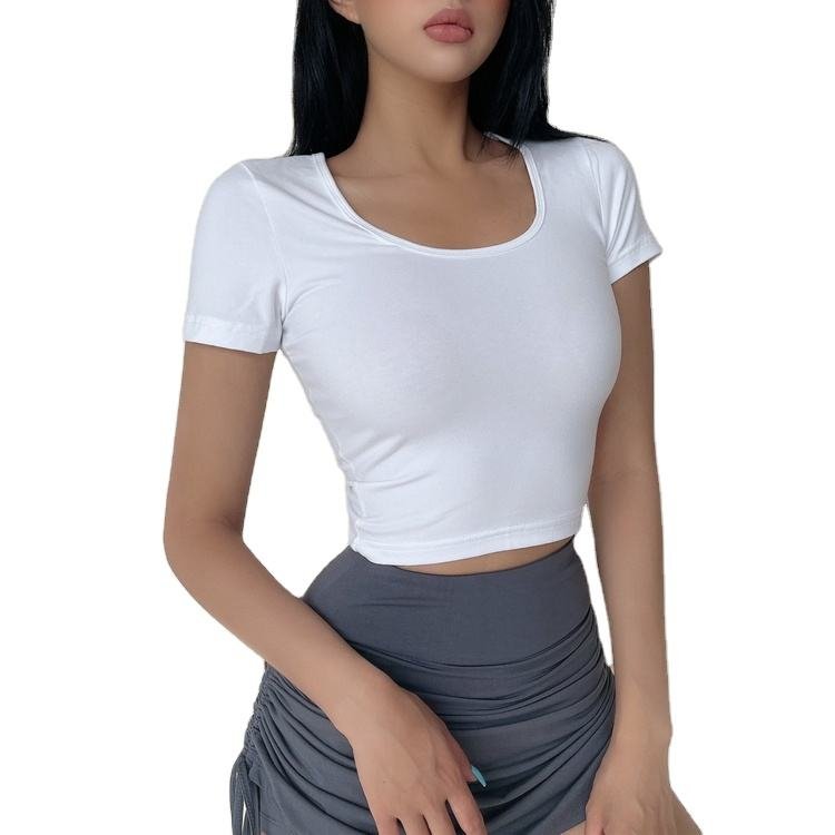 Custom Logo Print Women Short Sleeve Summer Soft 100% Cotton Blank Crop Top Women T Shirt