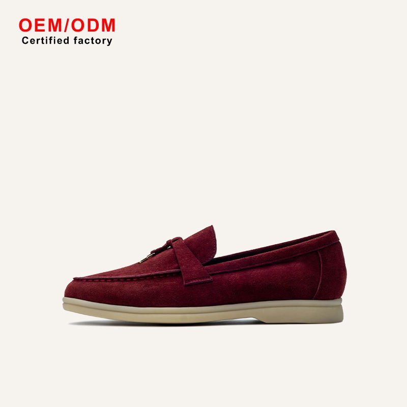 Custom Logo Unisex Microfiber Loafers Slip-On Soft Texture Breathable Anti-Skid Rubber Sole Office Business Casual Walking Shoes