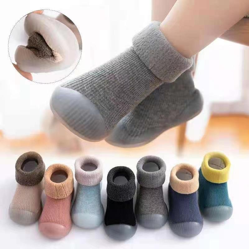 Winter Thickened Baby Walking Soft Sole Shoes Warm Solid Color Baby Non Slip Socks