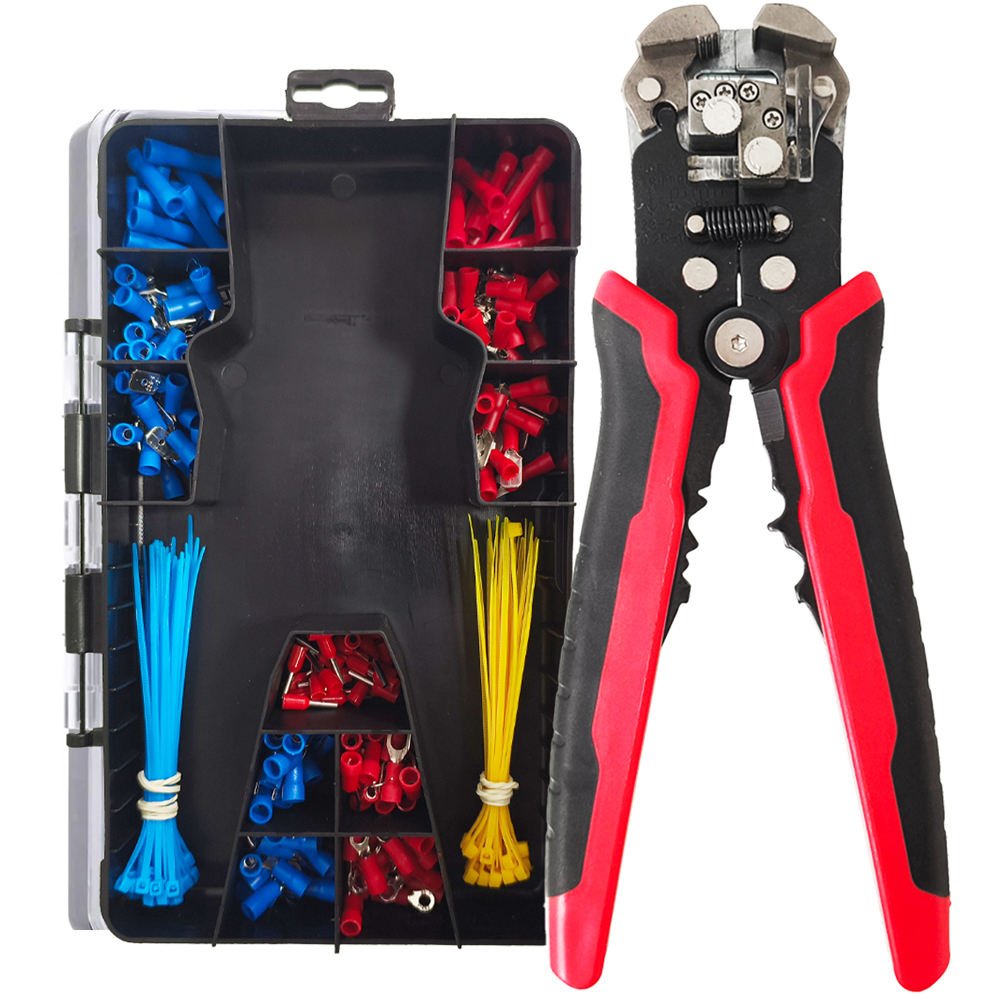 10-24 AWG Cord End Bootlace Ferrules Self Adjusting Automatic Cable Cutter Crimper Wire Stripper Tool Plier Set