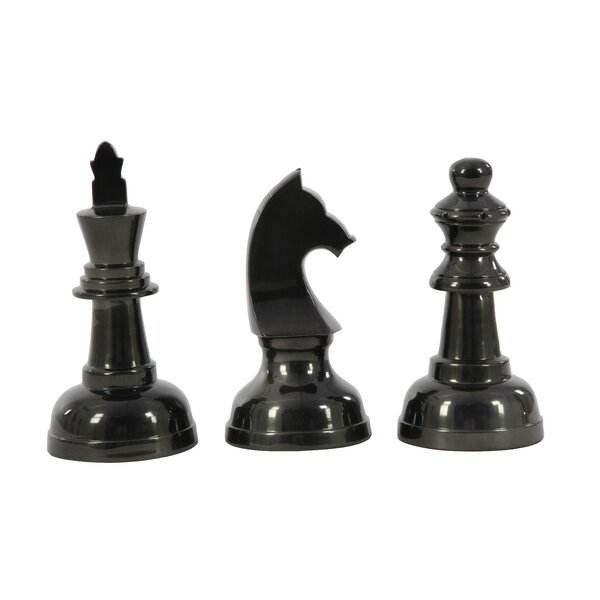 Trending Aluminum Chess Sculpture with Knight Queen and King Black Chess Pieces Home Decor modern polished sculpture India 2025