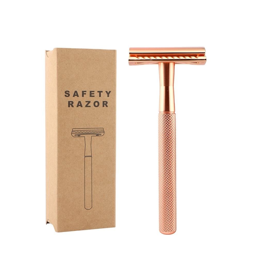 Rose Gold Women's Double Edge Safety Razor | Metal Handle | Wholesale Custom Lady Shaving Supplier