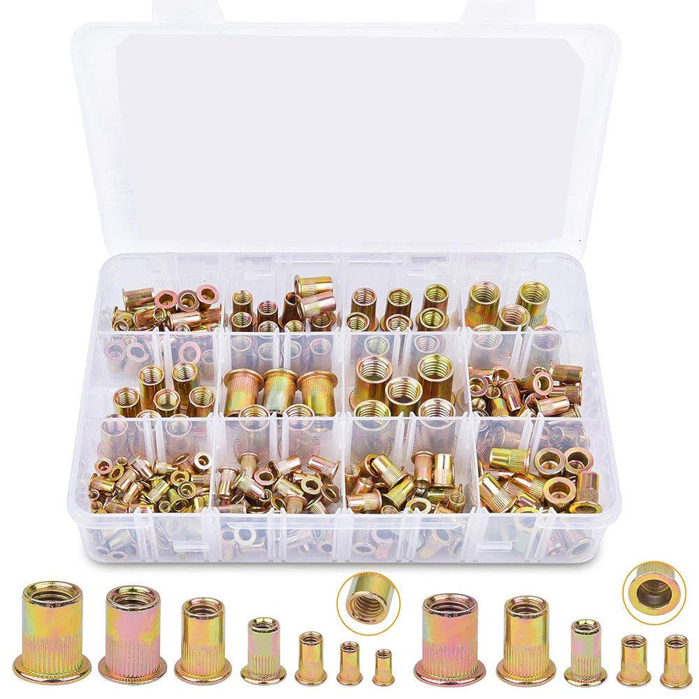 Factory Direct-sale Flat-head Rivet Nuts Carbon Steel Yellow Zinc Plating Class 4.8 6.8 Grade Right Hand Thread M3-M12