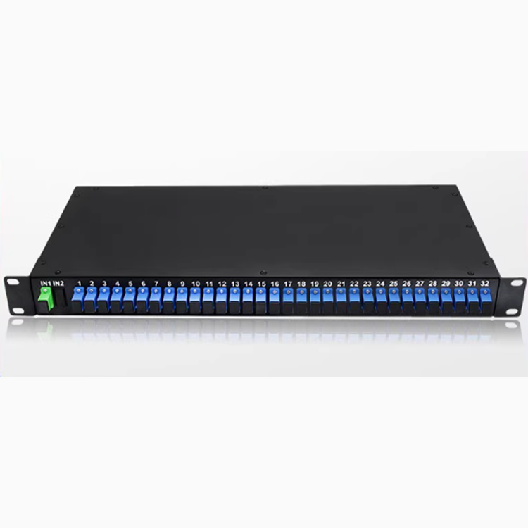 19" 1U Rack Mount PLC Fiber Optic Splitter 1x4 1x8 1x16 1x32 SC/APC Rack-mounted Optical Splitter for FTTH Network