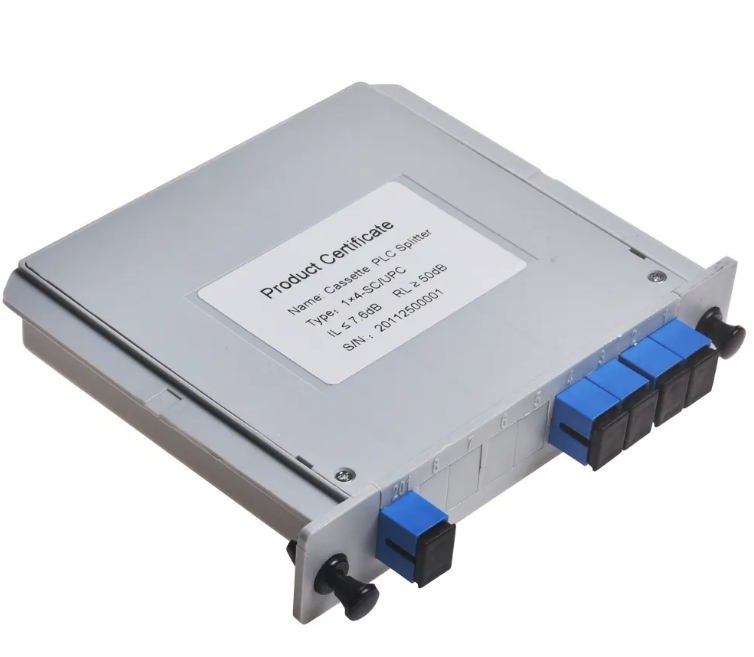 FTTH Factory Supply Cassette Type Fiber Optical Splitter Mini 1*4 SC UPC Fiber Optic Splitter