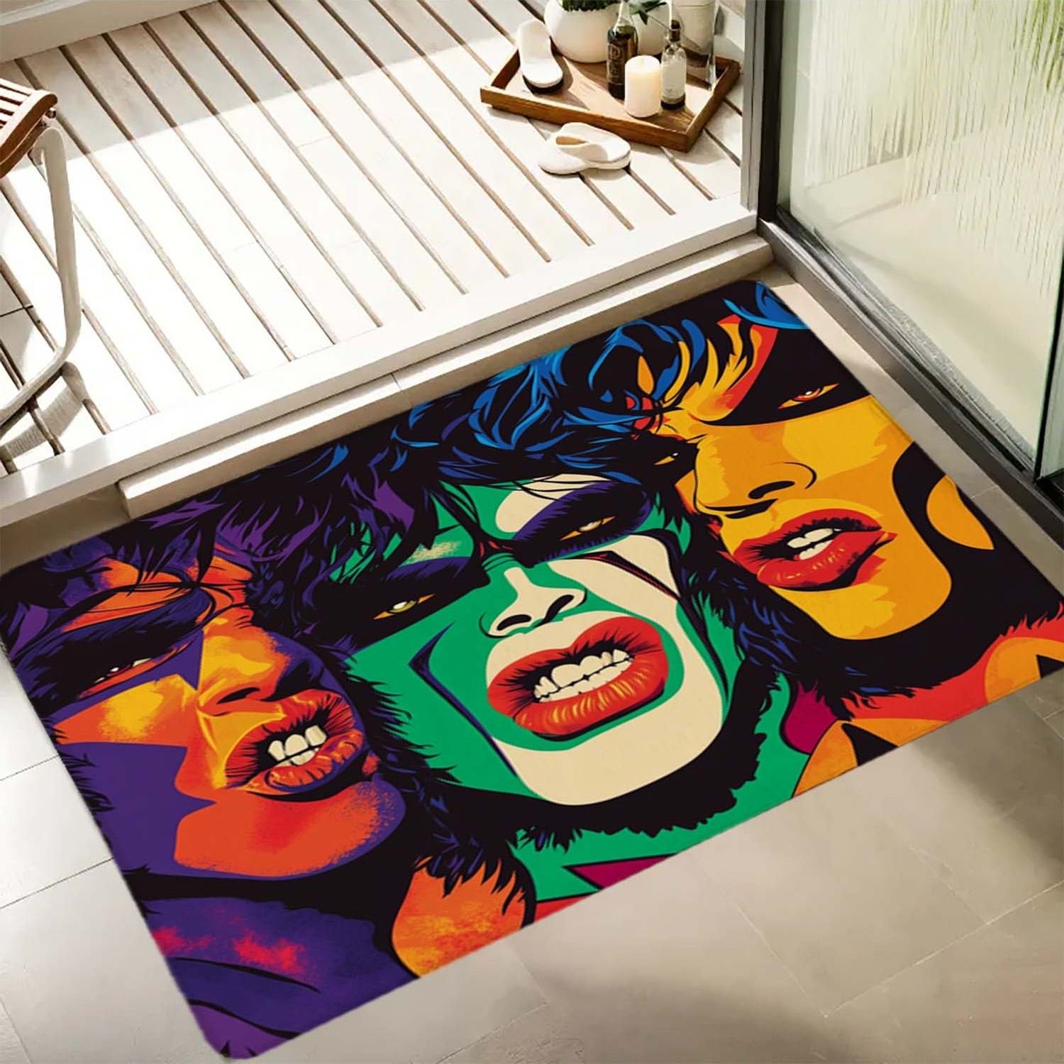 Customizable Luxury Plush Polyester Bath Mat with Novelty Cashmere Imitation Pattern for Home Living Rooms & Hotels