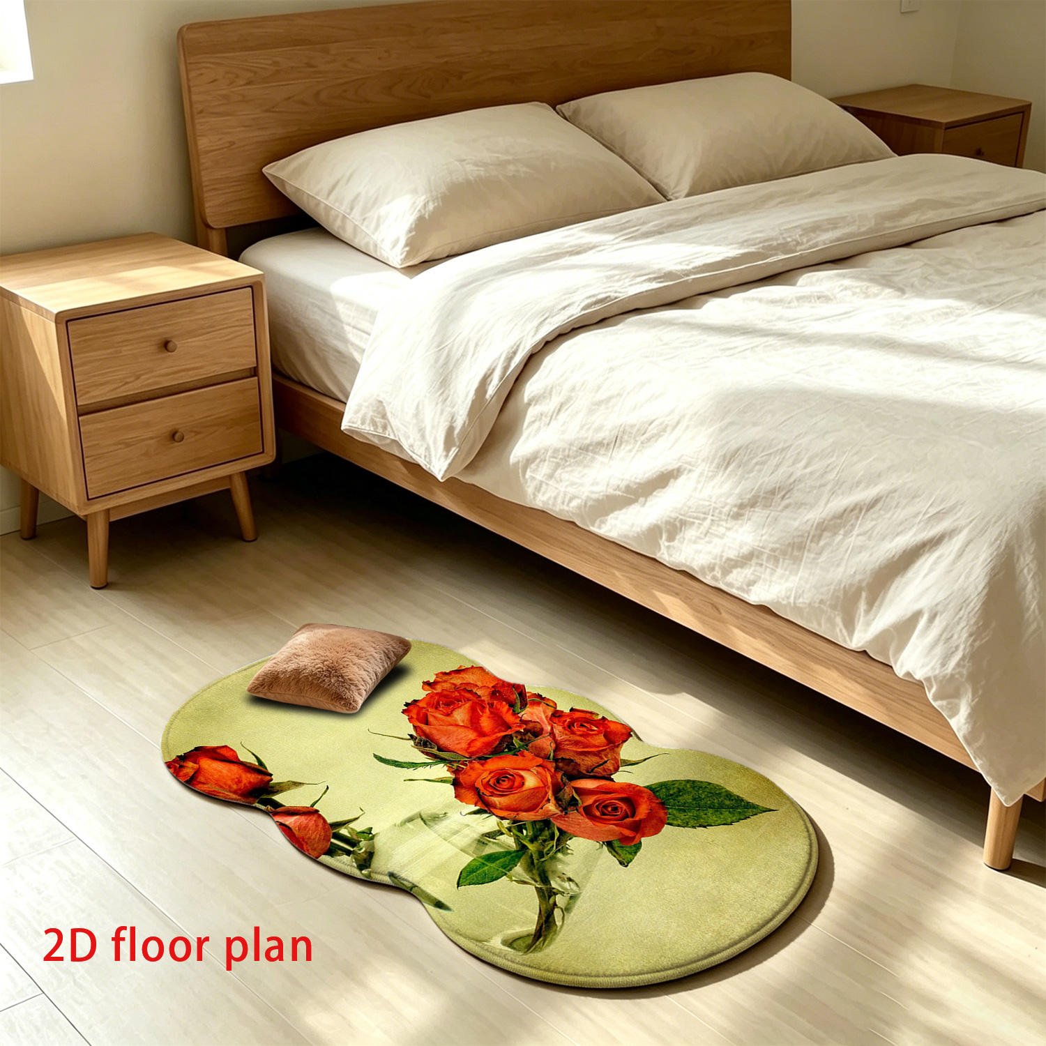 Custom Print Modern Floral Sponge Eco-Friendly Waterproof Non-Slip Flat Pile Thin Polypropylene Backing Bath Mat Factory Direct