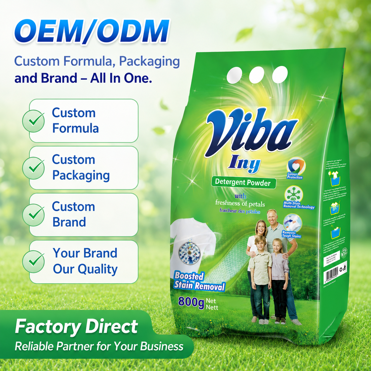800g 3kg Manufacturer Direct Sale Washing Powder Detergent High Foam Strong Stain Removal Powder Soap Wholesale for Africa