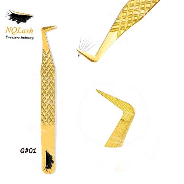 45/90 Degree Pointed Volume Eyebrow Isolation Stainless Steel Gold Tools Set Custom Logo Tweezers High Quality