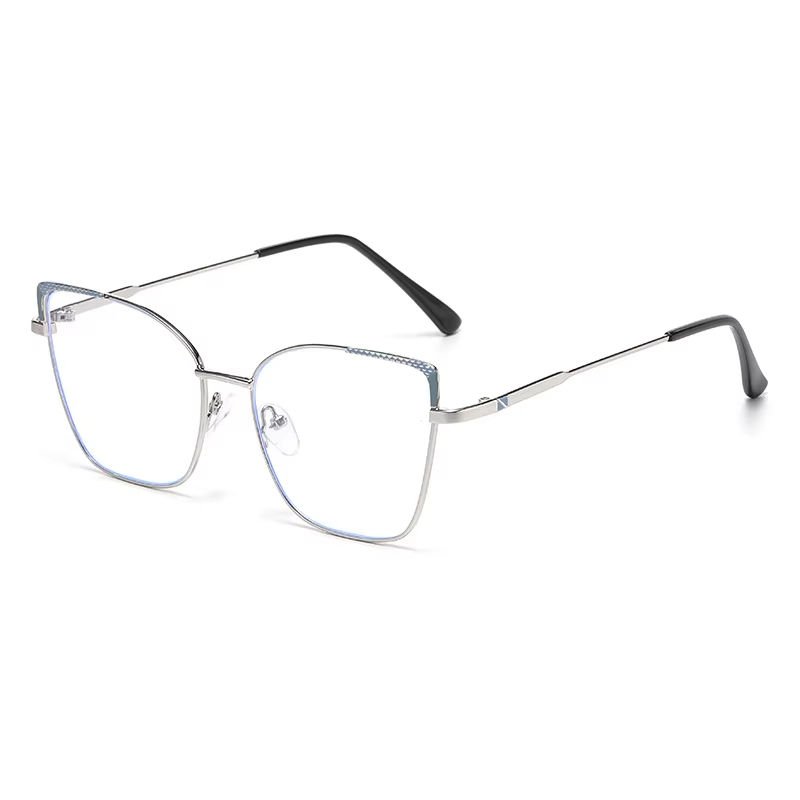 Best Quality Newest Comfortable Reading Glasses Photochromic Anti Blue Light Metal Cat Eye Frame Optical Simple Eyeglasses