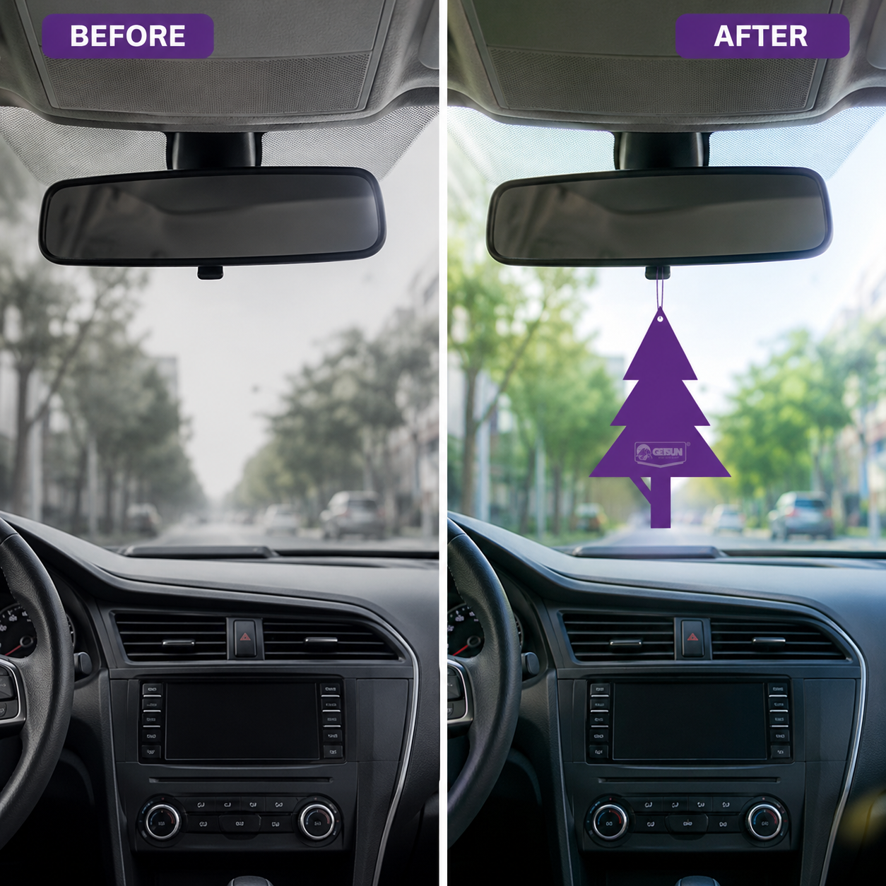 Getsun Vanilla Hanging Air Freshener Car Perfume Long Lasting Fragrance Paper Card Deodorizer Auto Interior Decor