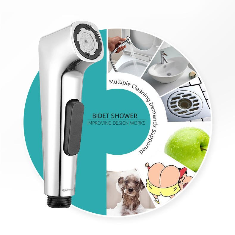 New Shattaf, Chrome ABS New Button Press Shattaf Sprayer for Toilet, Health Faucet Bidet Spray, Toilet Sprayer