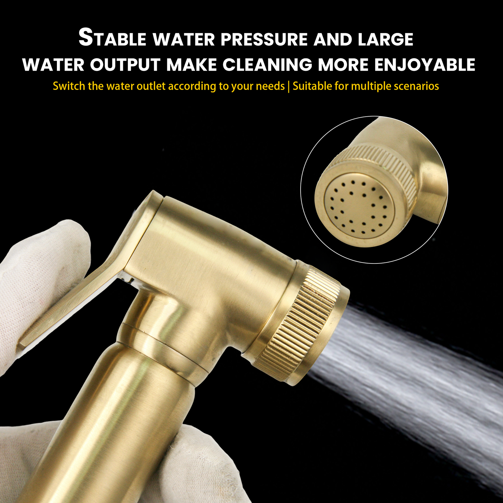 YISHUI High Quality Modern Multi-Function Bathroom Brass Single Handle Wall-Mounted Handheld Hot/Cold Brushed Gold Women Bidet