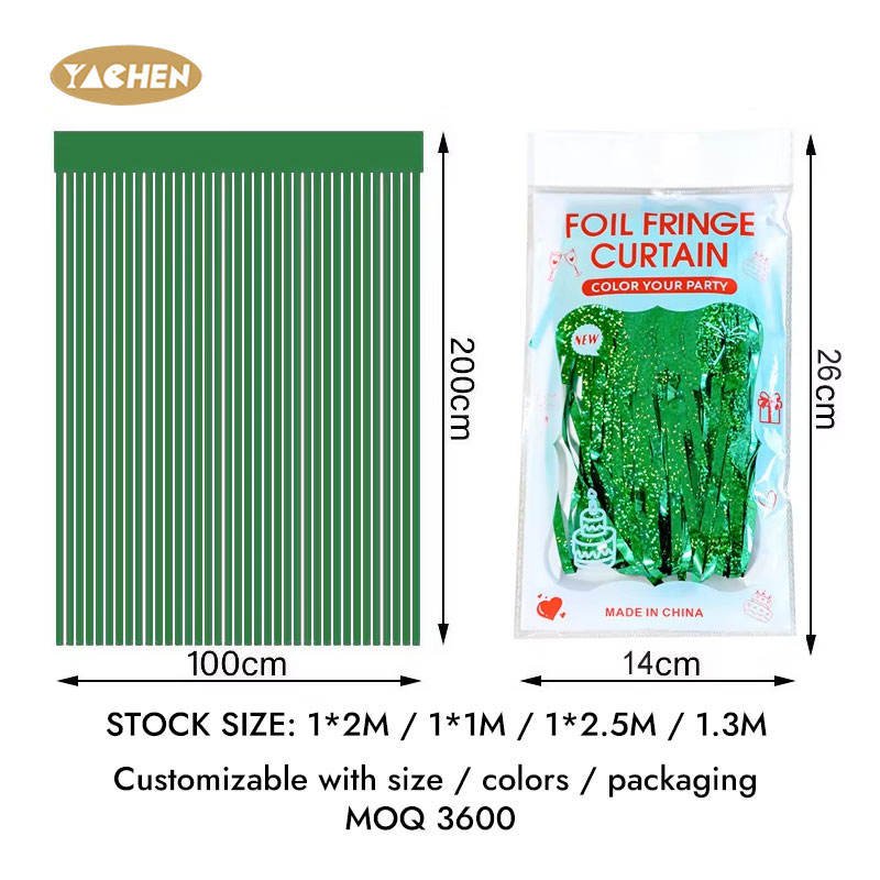 YACHEN Quality 1*2m Metallic Tinsel Laser Foil Fringe Curtains Birthday Wedding Diwali New Year Party Backdrop Decorations