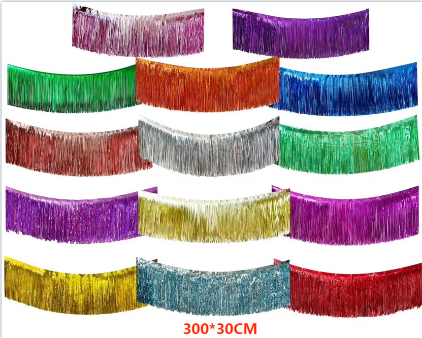 Wholesale Party Decoration 3*0.3m New Style Backdrop Metallic Tinsel Foil Fringe Curtains