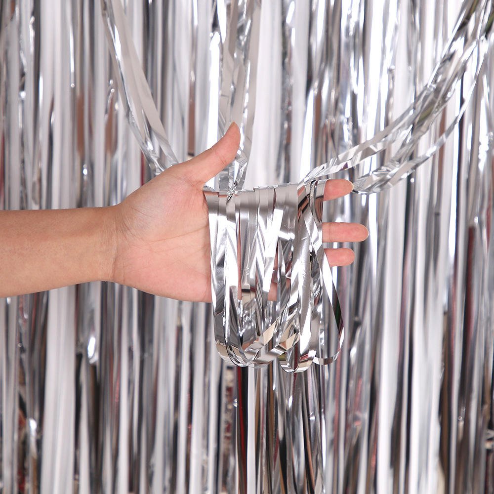 New Party Backdrop Tinsel Fringe Aluminum Thick Gold Door Colourful Shimmer Foil Curtain