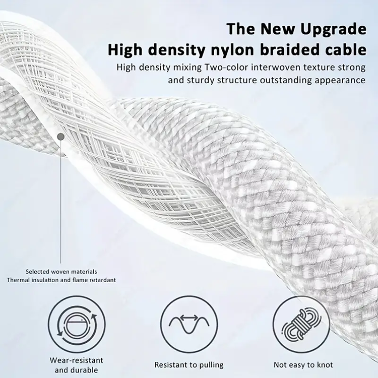 Durable 60W Dual USB C Nylon Woven Original Cable 1M Fast Charging Type C to Type C Cable for iPhone 18 17 16 15 Pro Max iPad