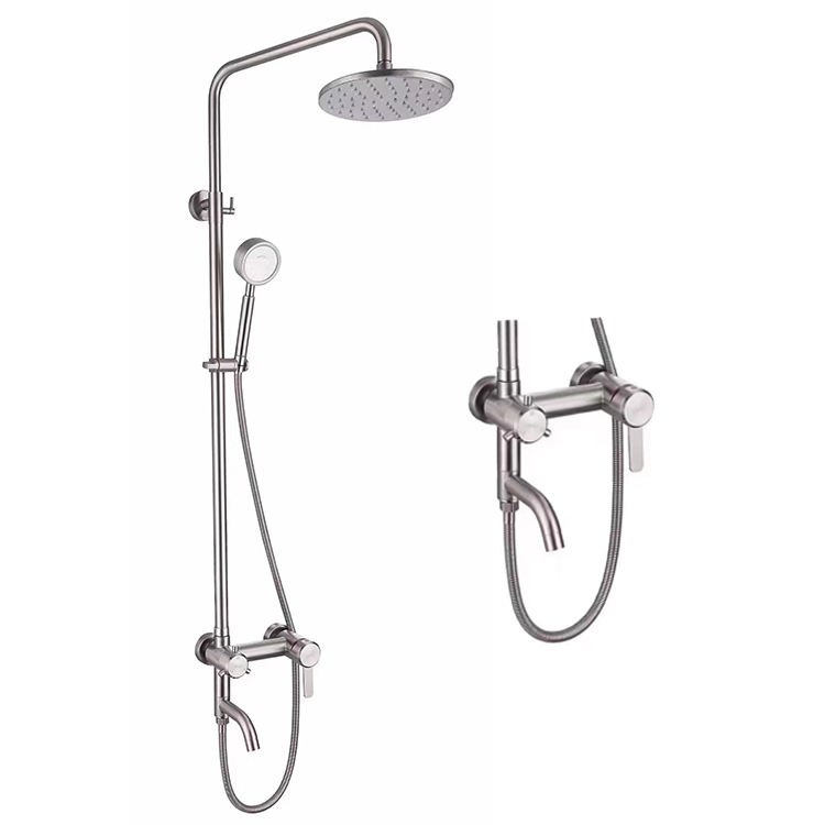 Commercial Shower Column Set 201 Stainless Steel Single Ceramic Modern Design Nickel Finish Wall-mount 3-Function Key Shower