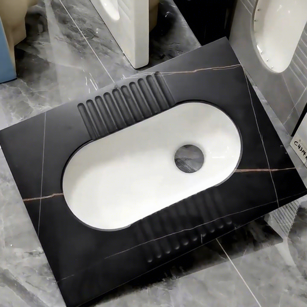 Factory Wholesale Black Marble Squat Pan Toilet Bathroom Anti-slip Rock Slab Squatting Pan