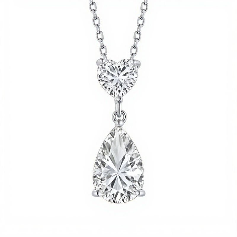 925 Sterling Silver Moissanite Pendant Pear-shaped Pendant Necklace Low Key Luxury Style Suitable for Weddings and Engagements
